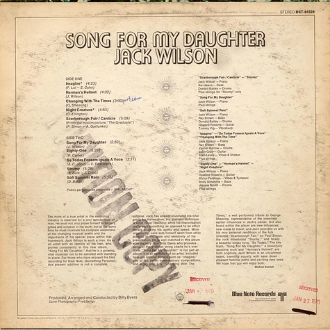 Jack Wilson - Song For My Daughter