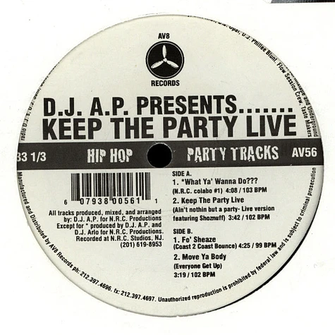 DJ A.P. - D.J. A.P. Presents.......Keep The Party Live