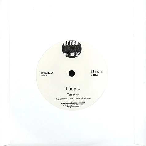 Lady L - Tonite / Loves Master Plan