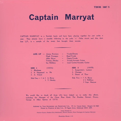 Captain Marryat - Captain Marryat Transparent White Vinyl Edition