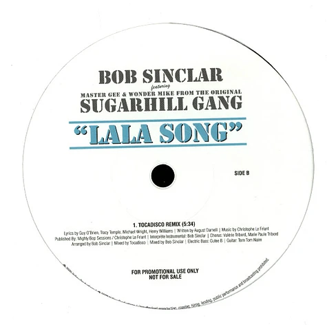 Bob Sinclar Featuring Master Gee & Wonder Mike - Lala Song