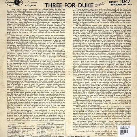 Teddy Charles Trio - 3 For Duke