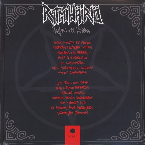 Rytmihäiriö - Saatana On Herra Black Vinyl Edition