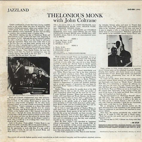 Thelonious Monk With John Coltrane - Thelonious Monk With John Coltrane