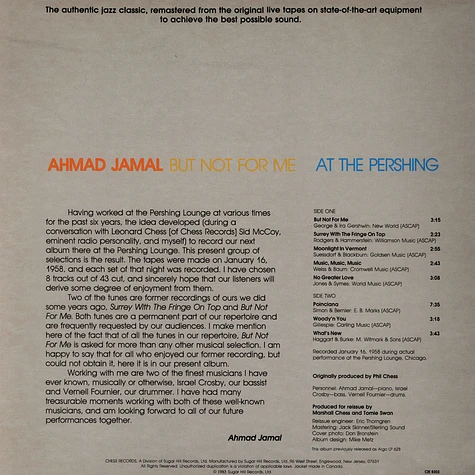 Ahmad Jamal - Ahmad Jamal At The Pershing - But Not For Me