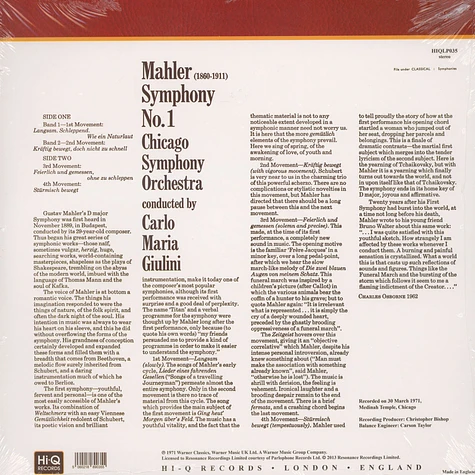 Guilini / Chicago Symphony Orchestra - Mahler / Symphony No.1