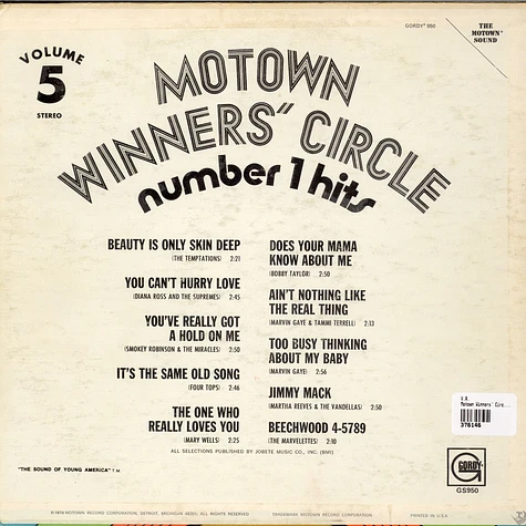 V.A. - Motown Winners' Circle - No. 1 Hits, Vol. 5