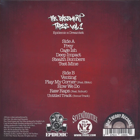 Epidemic x Dreamtek - The Bassment Tapes Volume 1: Write To Remain Violent Black Vinyl Edition
