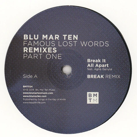 Blu Mar Ten - Famous Lost Words Remixes Part 1