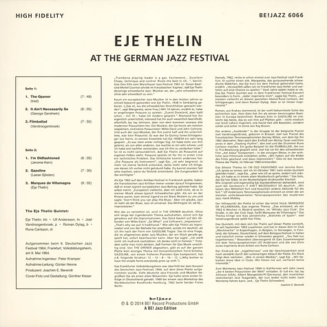 Eje Thelin Quintet - At The German Jazz Festival