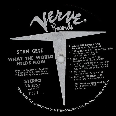Stan Getz - What The World Needs Now - Stan Getz Plays Bacharach And David