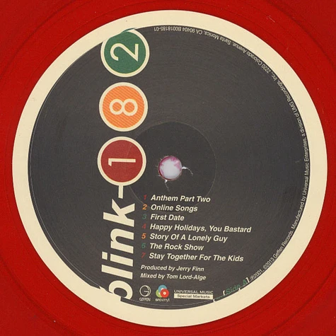Blink 182 - Take Of Your Pants And Jacket Red Vinyl Edition