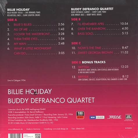 Billie Holiday/buddy Defranco Quartet - Live In Cologne 1954
