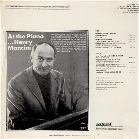 Henry Mancini And His Orchestra And Chorus - A Warm Shade Of Ivory