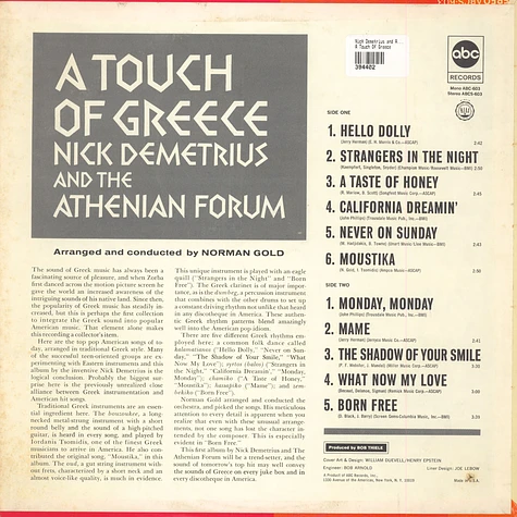 Nick Demetrius and Athenian Forum - A Touch Of Greece