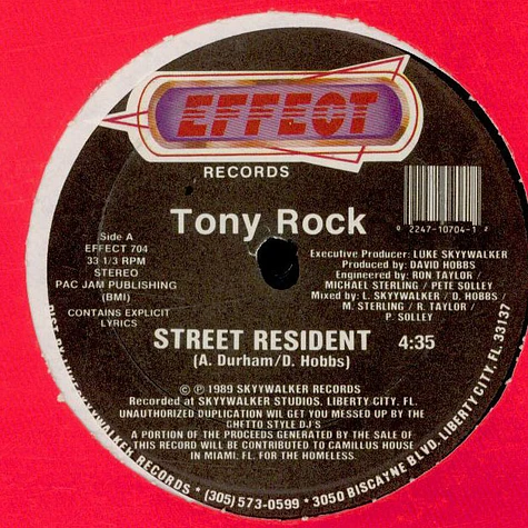 Tony Rock - Street Resident / Freak That Girl