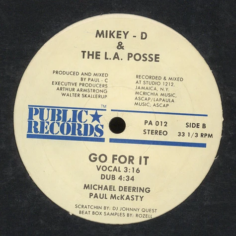 Mikey D & The LA Posse - I Get Rough / Go For It
