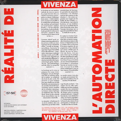 Vivenza - Realite De L'Automation Directe Black Vinyl Edition