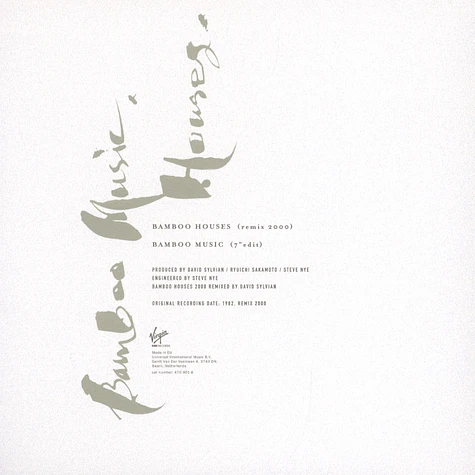 David Sylvian / Ryuichi Sakamoto - Bamboo Houses / Bamboo Music