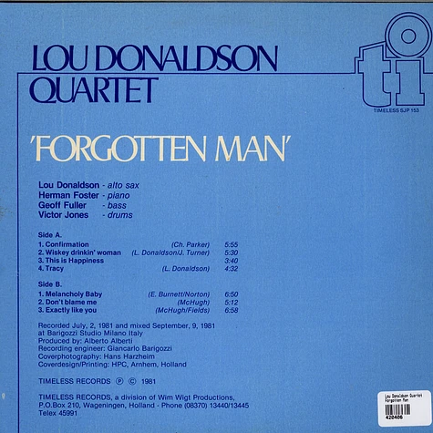Lou Donaldson Quartet Featuring Herman Foster - 'Forgotten Man'