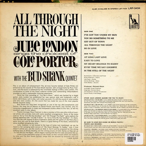 Julie London With The Bud Shank Quintet - All Through The Night