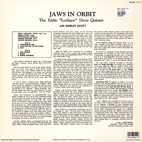 The Eddie "Lockjaw" Davis Quintet With Shirley Scott - Jaws In Orbit