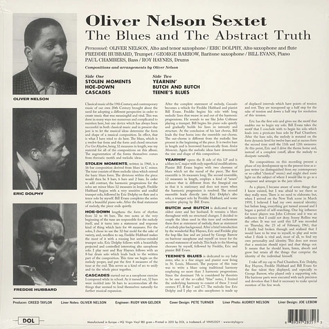 Oliver Nelson - The Blues And The Abstract Truth 180g Vinyl Edition