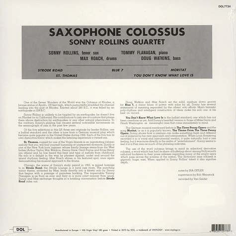 Sonny Rollins - Saxophone Colossus 180g Vinyl Edition