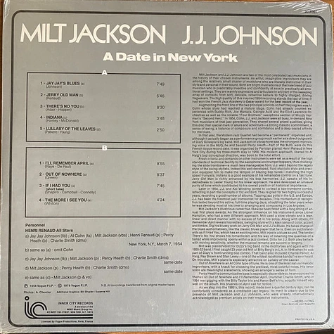 J.J. Johnson, Milt Jackson - A Date In New York