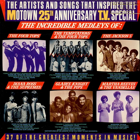 V.A. - The Artists And Songs That Inspired The Motown 25th Anniversary T.V. Special — The Incredible Medleys