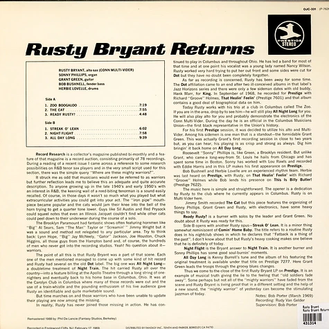 Rusty Bryant - Rusty Bryant Returns