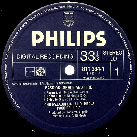 John McLaughlin, Al Di Meola, Paco De Lucía - Passion, Grace & Fire