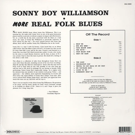 Sonny Boy Williamson - More Real Folk Blues 180g Vinyl Edition