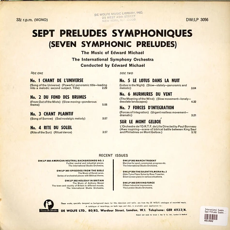 Edward Michael, International Symphony Orchestra - Sept Préludes Symphoniques = Seven Symphonic Preludes