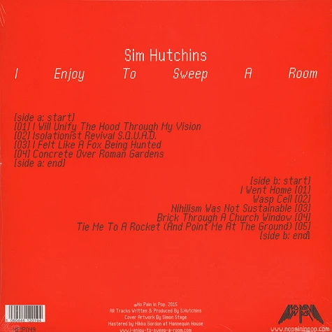 Sim Hutchins - I Enjoy To Sweep A Room