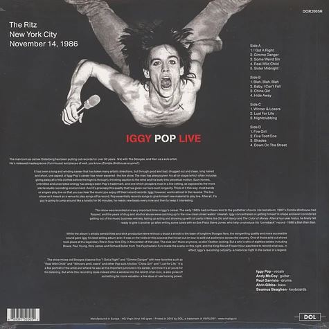 Iggy Pop - Live At The Ritz, NYC 180g Vinyl Edition