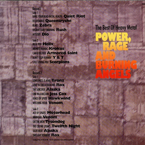 V.A. - Power, Rage And Burning Angels (The Best Of Heavy Metal)