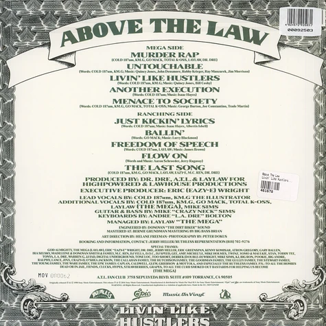 Above The Law - Livin' Like Hustlers Transparent Vinyl Edition