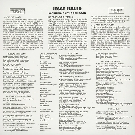 Jesse Fuller - Working On The Railroad