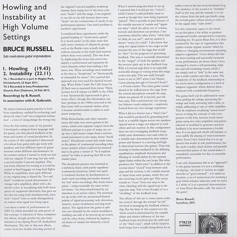 Bruce Russell - Howling and Instability at High Volume Settings