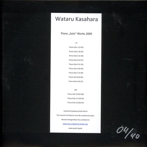 Wataru Kasahara - Piano Solo Works 2009 (Collectors Club Part 4)