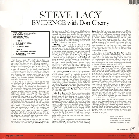 Steve Lacy & Don Cherry - Evidence