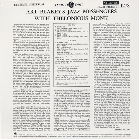 Art Blakey - Art Blakey's Jazz Messengers with Thelonious Monk