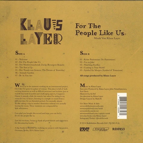 Klaus Layer - For The People Like Us