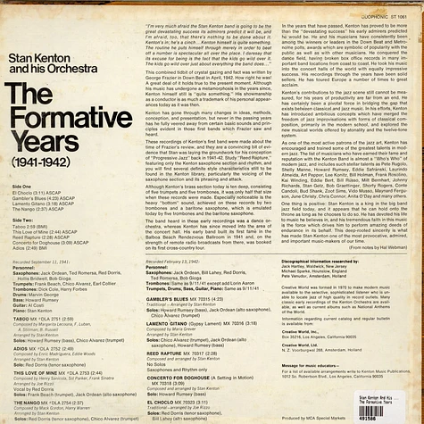 Stan Kenton And His Orchestra - The Formative Years