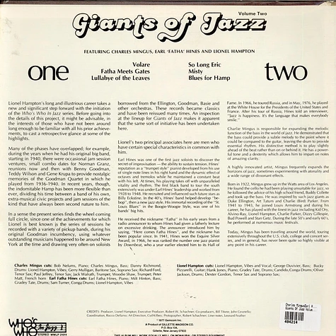 Charles Mingus, Earl Hines, Lionel Hampton - Giants Of Jazz Volume Two
