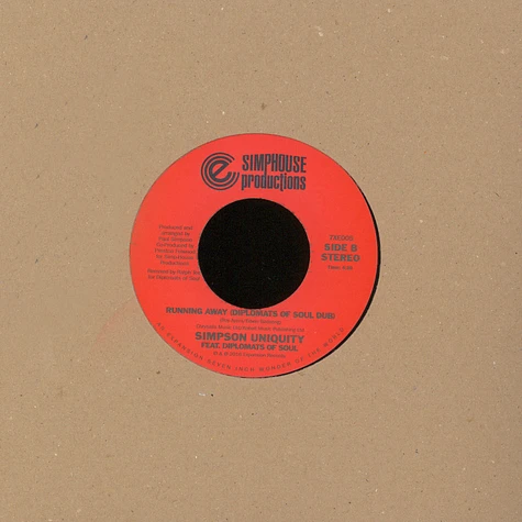 Simpson Uniquity - Running Away (Funky Vibe) / Running Away (Diplomats Of Soul Dub)