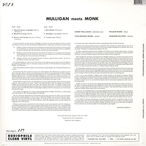 Thelonius Monk & Gerry Mulligan - Mulligan Meets Monk