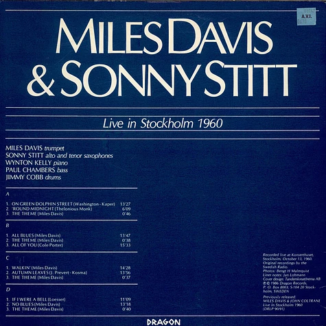 Miles Davis & Sonny Stitt - Live In Stockholm 1960