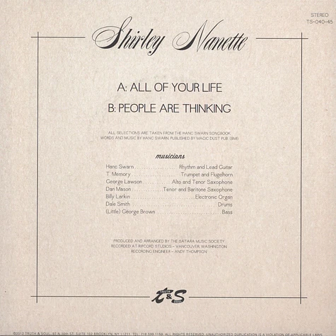 Shirley Nanette - All Of Your Life / People Are Thinking